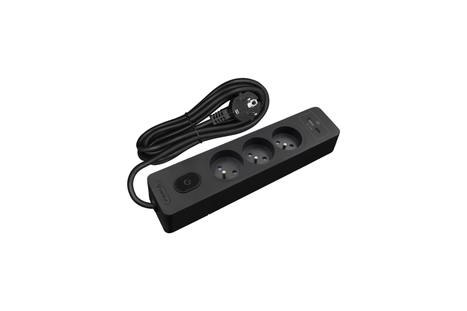 Üçlü Anahtarlı USB Şarjlı (12W) UPS Topraklı Priz, 2m, ÇK, Siyah